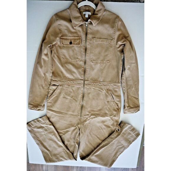 Topshop 121529560 Women's Sz 10 Sand Brown Denim Regular Fit Jumpsuit - Picture 1 of 8